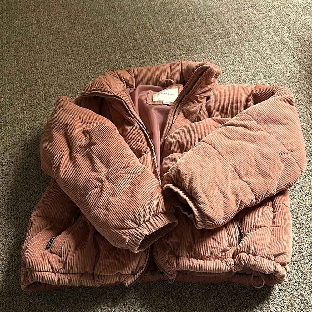 American Eagle Puffer Jacket with hidden hood